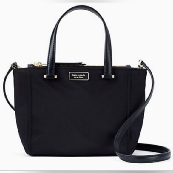🩵Kate Spade Black "Dawn" Nylon Small Satchel/Crossbody Purse - Picture 1 of 11